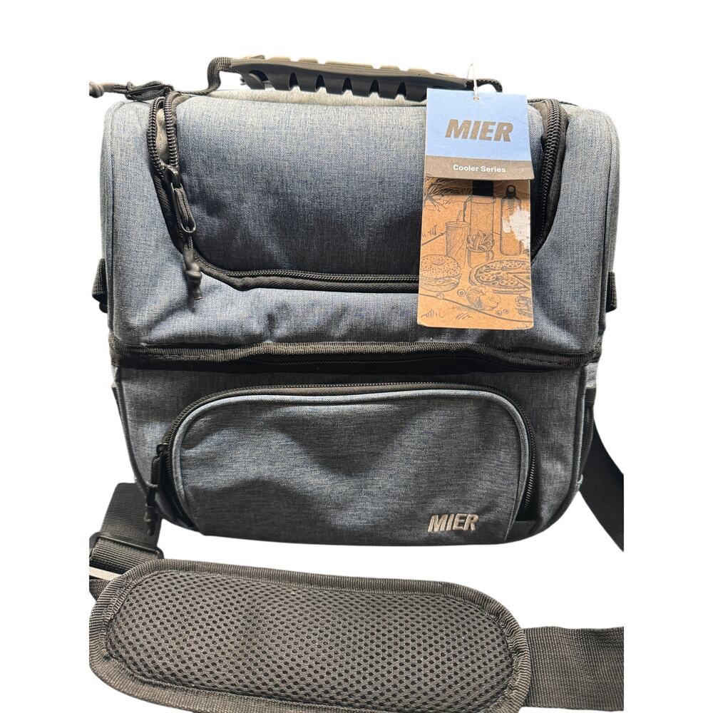 MIER Dual Compartment Insulated Cooler Lunch Bag with Pockets & Adjustable Strap